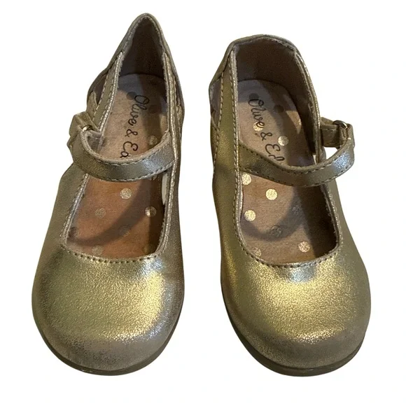 Olive & Edie Little Girls Size 7 Gold Metallic Mary Jane Shoes - Picture 3 of 6